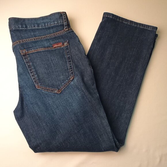 Eddie Bauer Denim Jeans Size 4 Low Rise Cropped Boyfriend Medium Dark Wash - Picture 1 of 10